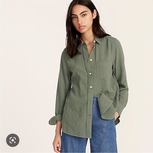 J. Crew Classic Fit Cozy Gauze shirt Topiary Green . New . Size 00.